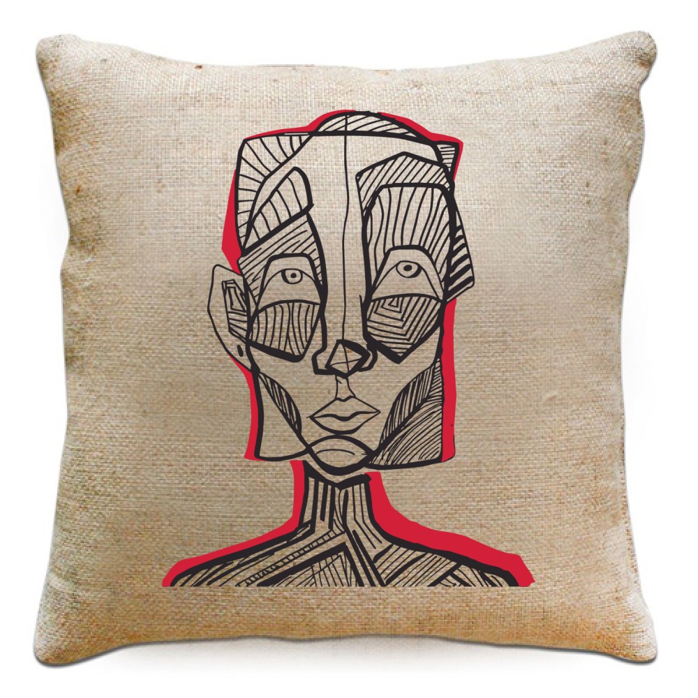 Afrikans Head - Vittoria Convertito - Jute Cushion